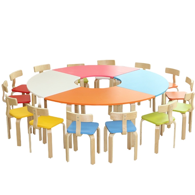 创意儿童课桌扇形桌小圆桌椅组合