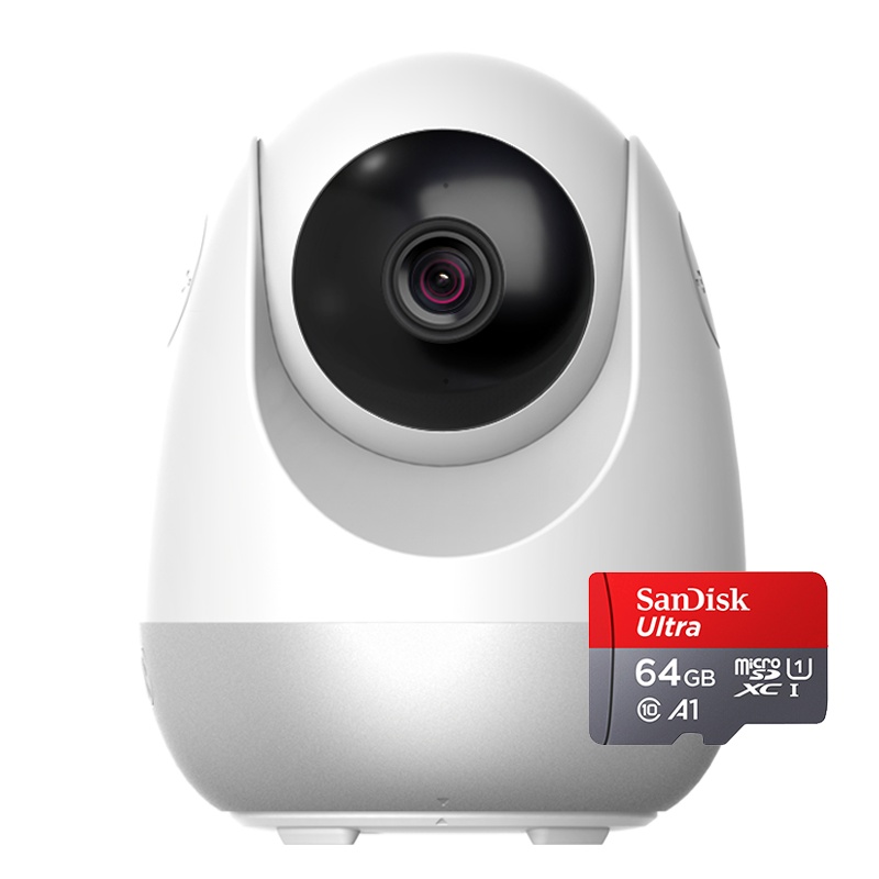 360 摄像头监控 云台版1080P wifi监控器高清夜视室内家用 手机无线网络远程对讲智能摄像机+闪迪64G存储卡