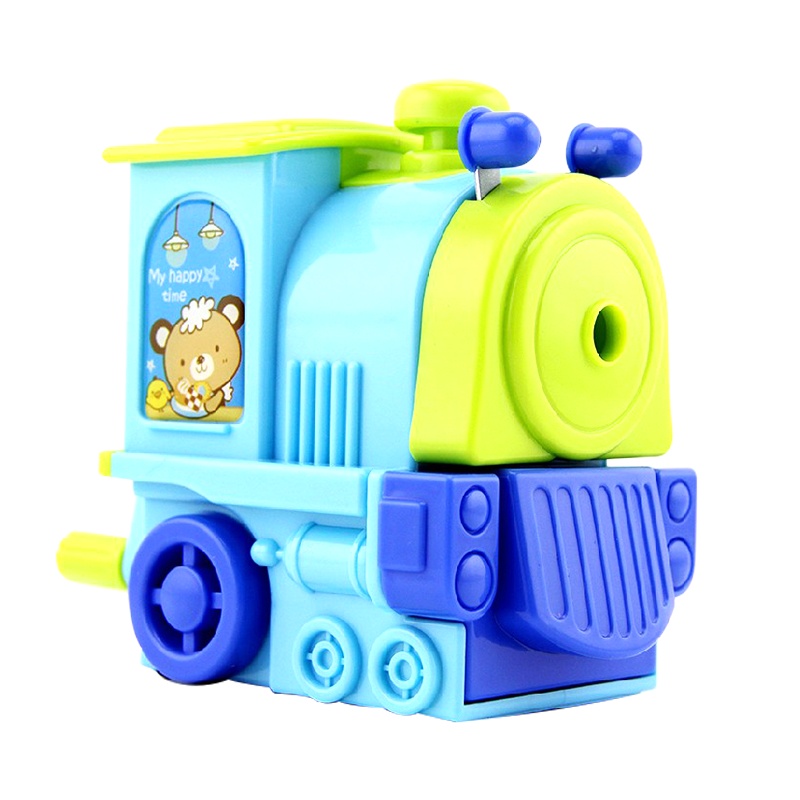 得力deli0622大号削笔器火车头铅笔旋笔刀手摇卡通学生卷笔刀多功能小转笔刀手动钻笔刀蓝色