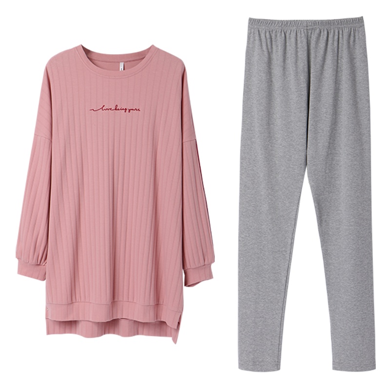 针织棉紧赛双面抽针布长袖女套装