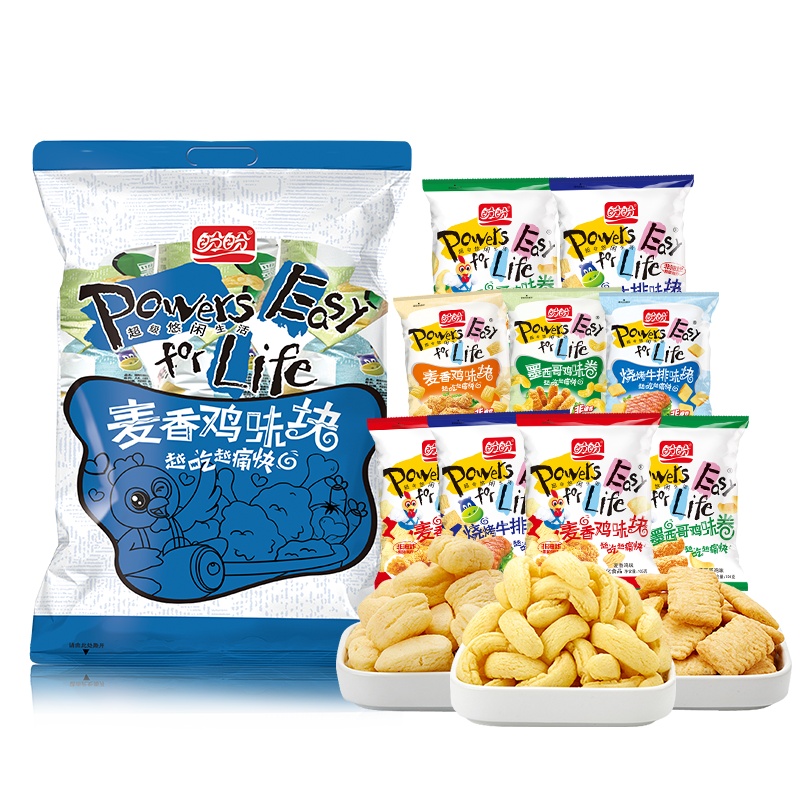 盼盼食品膨化系列麦香鸡味块烧烤小吃休闲膨化零食薯片810g