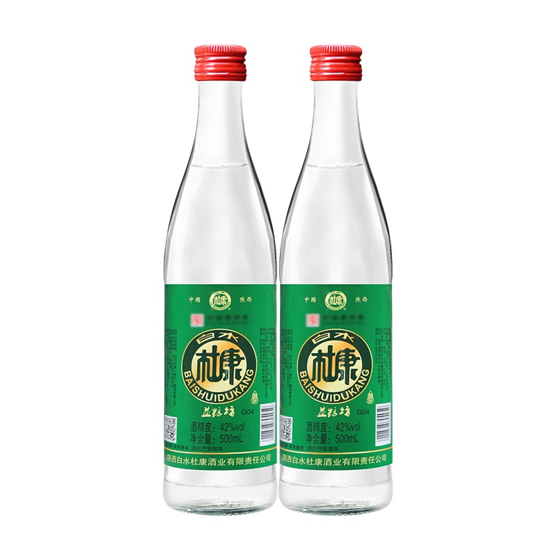 陕西白水 杜康酒42度500ml*2浓香型珍藏白酒纯粮食高粱酒水