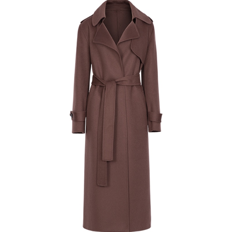 ERDOS 女士中长款法式羊绒大衣军装风毛呢外套袖口纽扣