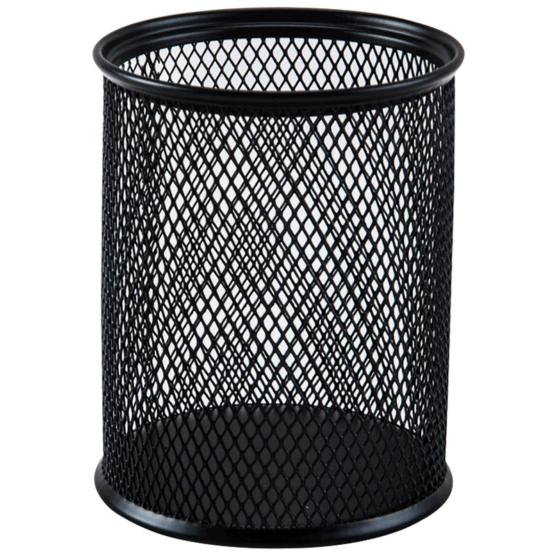 广博(GuangBo)WZ5922 圆形金属笔筒 网格铁笔筒 圆形收纳笔座 网纹笔插 办公用品