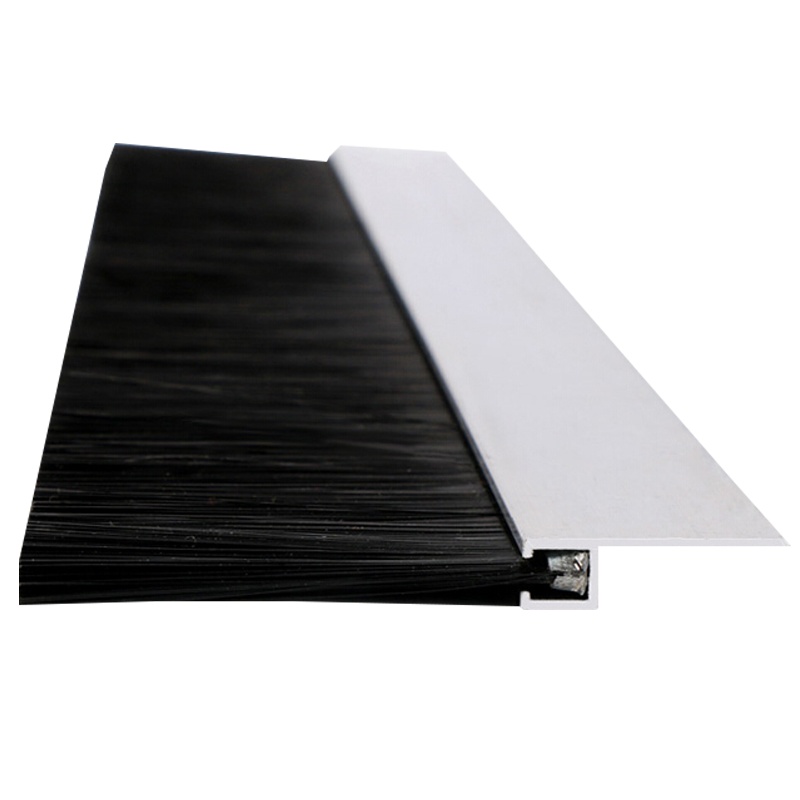 海斯迪克 HKW-156工业毛刷条 清洁防尘扫灰挡水H型 铝合金密封线盒尼龙丝毛刷毛高80mm长1m[F.T底座备注]