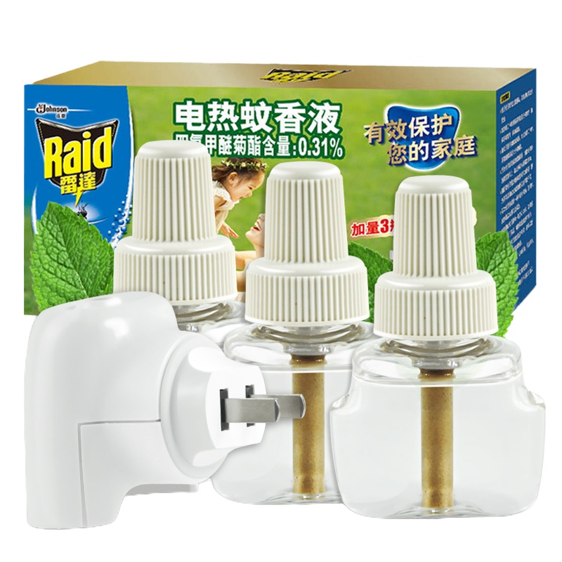 雷达Raid电热蚊香液 套装无味液体蚊香 驱蚊器灭蚊 无香驱蚊液 1器3液(34ML)