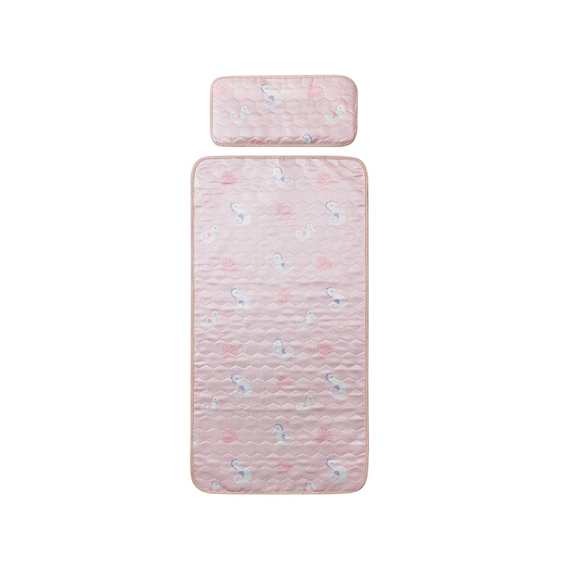 网易严选绗缝婴童冰丝凉席枕头二件套儿童折叠可水洗夏季枕头席子