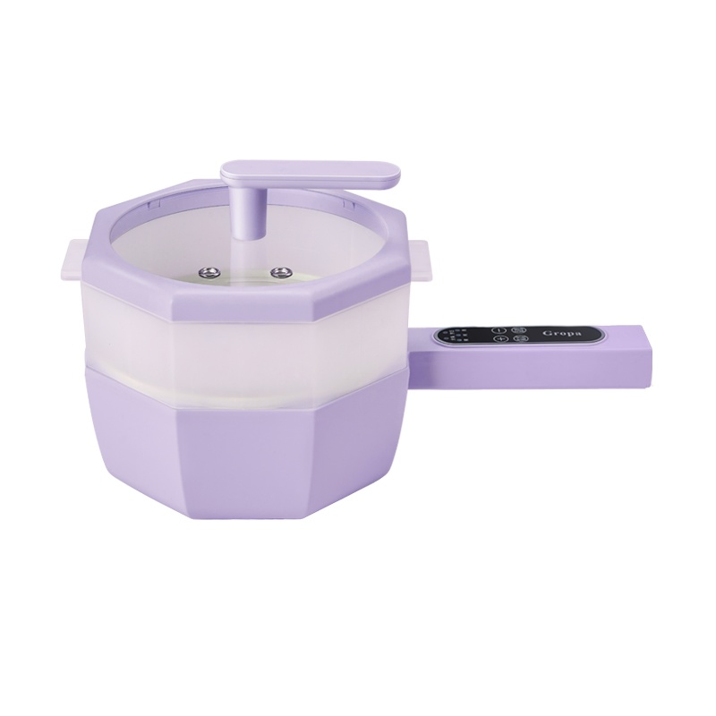 古牌电煮锅家用一体锅电炒锅迷你电锅宿舍煮面多功能电热火锅 A2电煮锅曙光紫[微电脑款]+蒸笼