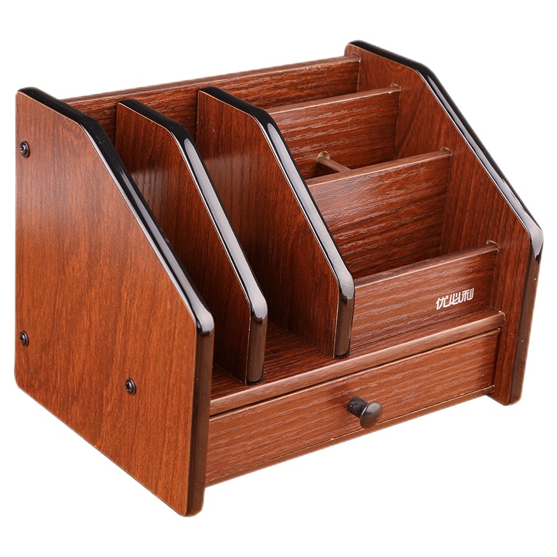 优必利 木质笔筒桌面收纳盒笔筒/笔袋 组合办公桌整理架 桌面抽屉收纳座 6020A