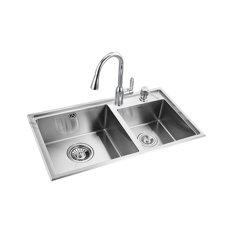 摩恩不锈钢水槽套餐厨房水槽双槽大洗菜盆洗碗池水池29601