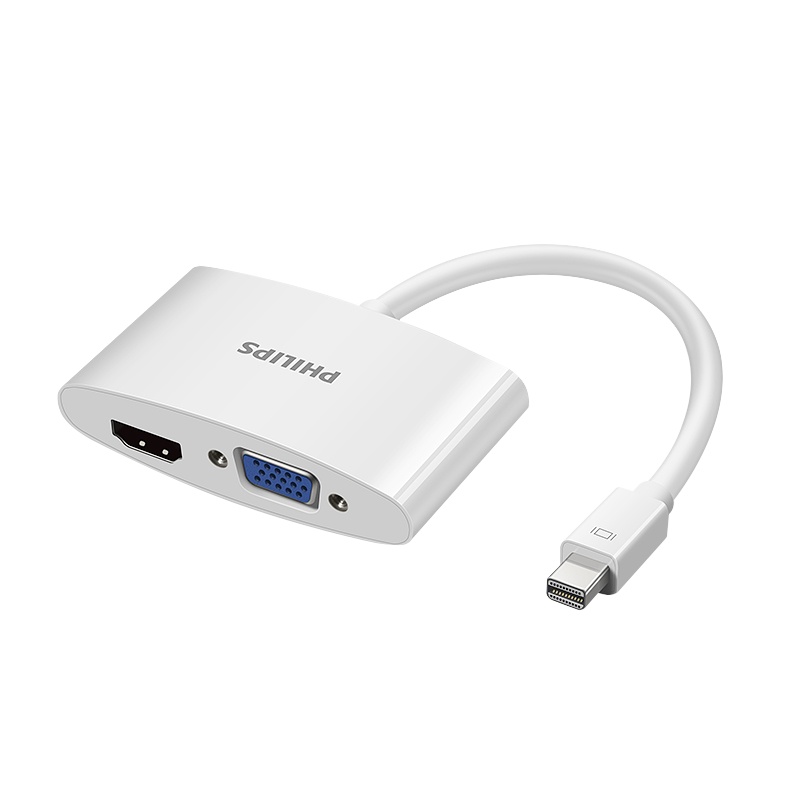 飞利浦Mini DP转HDMI/VGA转换器高清视频转接头苹果雷电接口笔记本投影仪连接器 SWR3121B 黑色