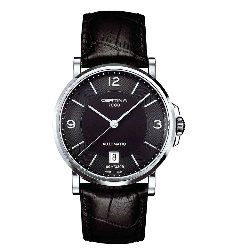 雪铁纳(CERTINA)瑞士手表 卡门系列简约款自动机械女表 27mm黑盘皮表带 C017.207.16.057.00