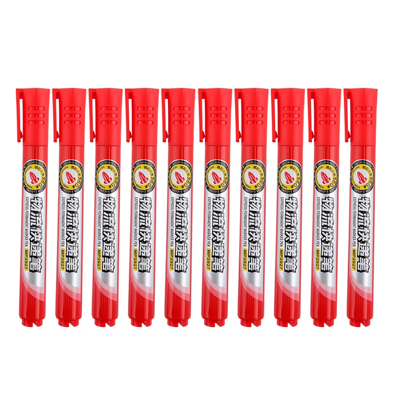 宝克(BAOKE) MP2927 快递物流笔可加墨油性记号笔 红色 10支/盒 1盒