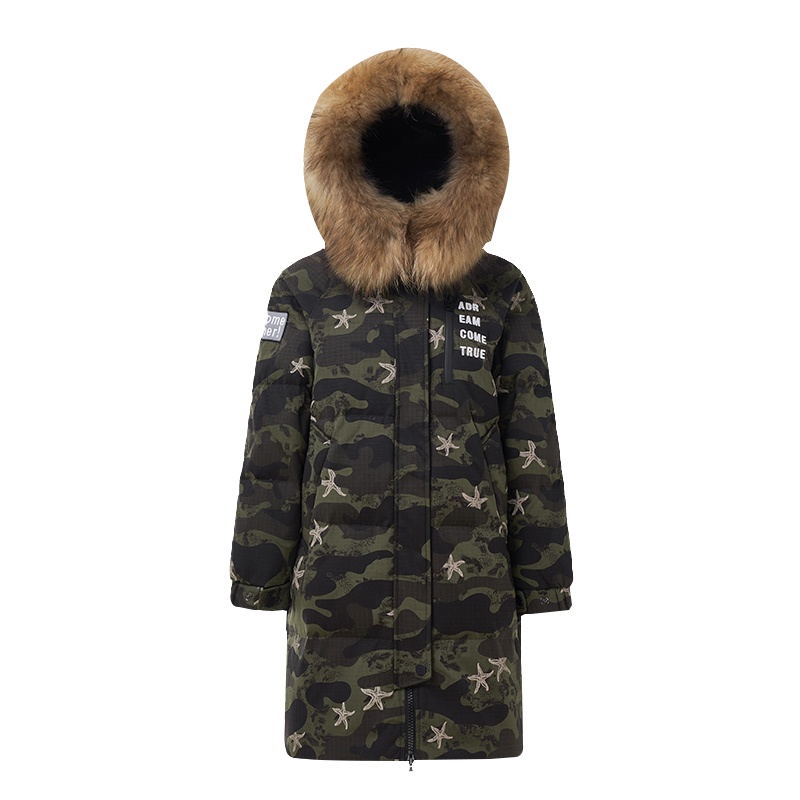 千仞岗秋冬新品羽绒服女中长款大毛领加厚休闲羽绒外套