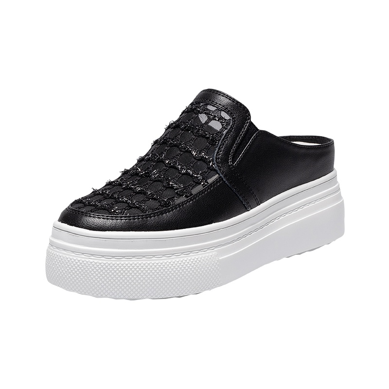 马克华菲包头半拖鞋女2019夏季新款懒人增高厚底无后跟小白鞋镂空透气