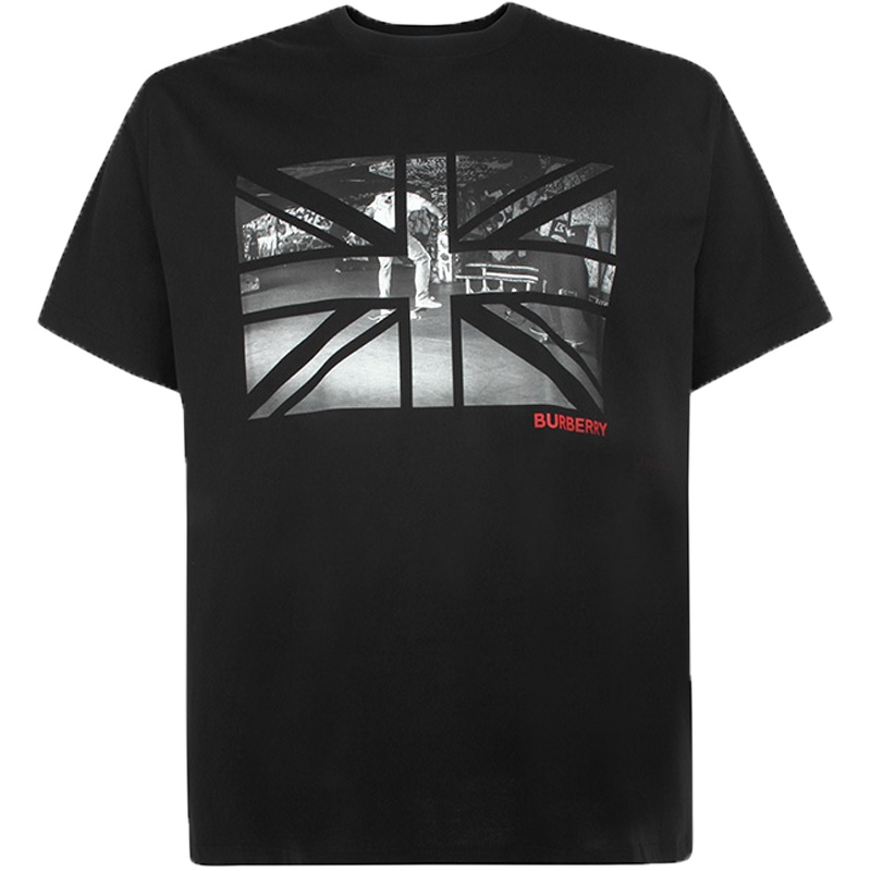 BURBERRY 博柏利 男士英国国旗照片印花棉质宽松短袖T恤 8016693