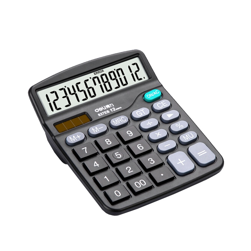 得力 837ES 双电源桌面办公计算器 12位大屏幕桌面计算机 文具用品