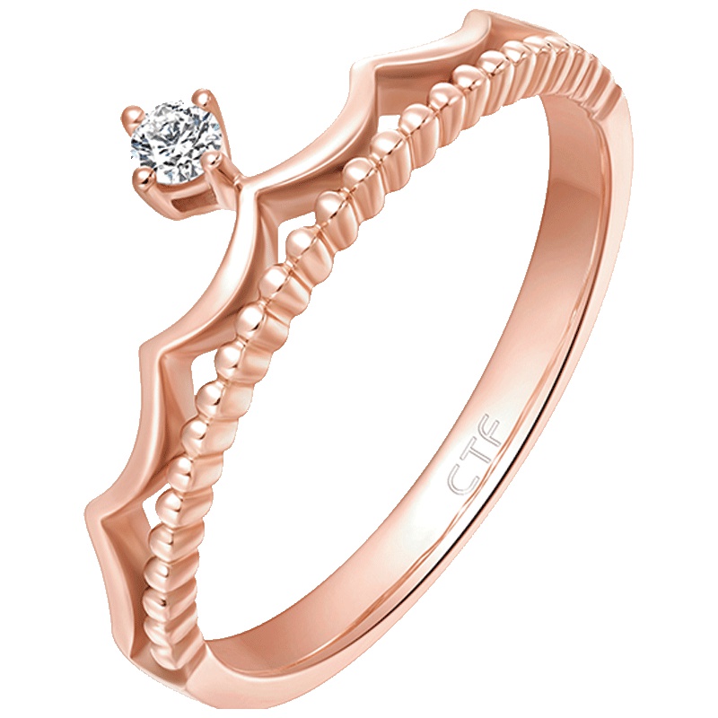 刻字定制 周大福Y时代18K金彩金钻石戒指 钻戒 女U163029