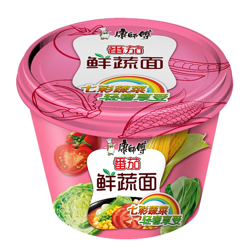康师傅方便面熬制高汤番茄鲜蔬面12桶/箱