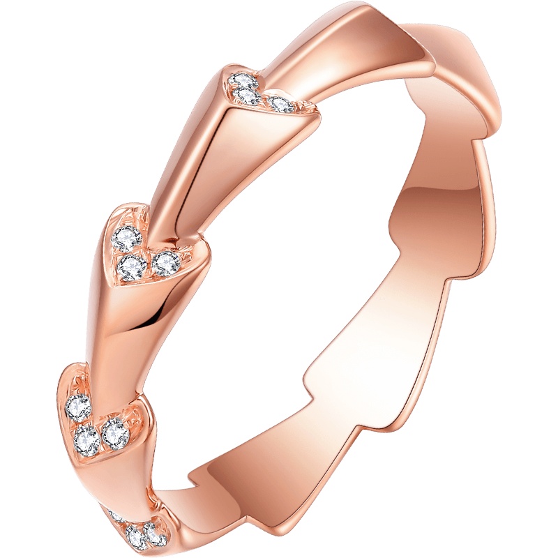 周大生钻石戒指18K玫瑰金群镶钻戒求婚结婚女真钻指环春新款正品