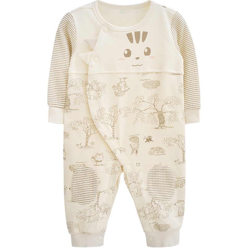 苏宁自营婴姿坊男童女童印花连体衣杏色 59-90cm 0-2岁