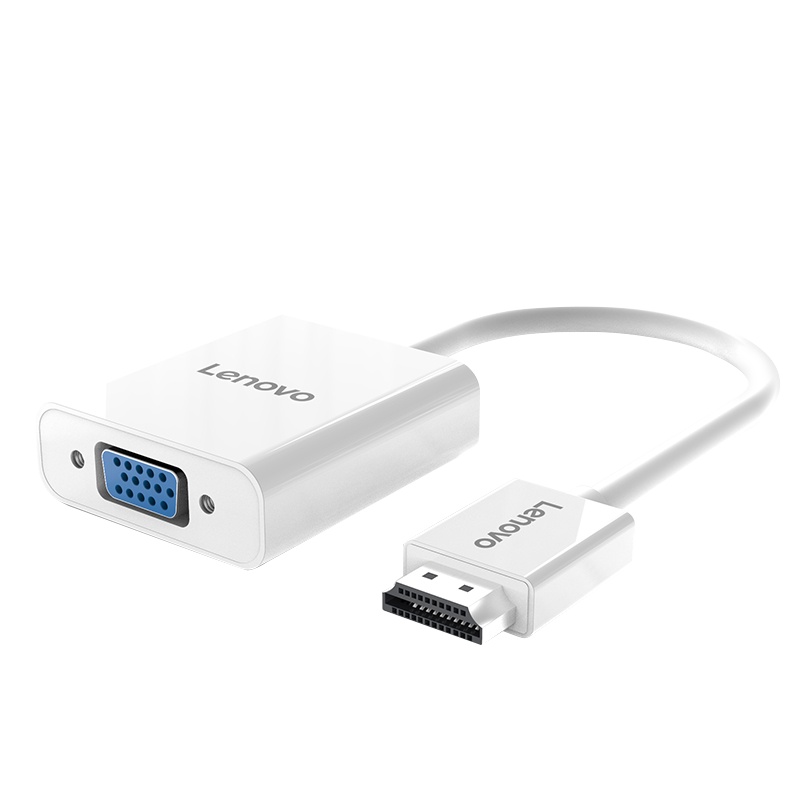 联想H203-W HDMI转VGA转换器连接线高清视频转接头带音频接口适配器笔记本投影机显示器白色