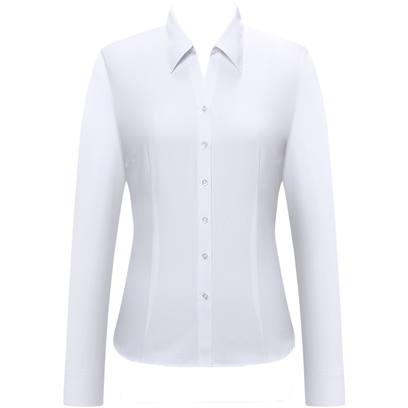 恒源祥职业白衬衫女春秋长袖OL衬衣新款纯色工作服含棉质