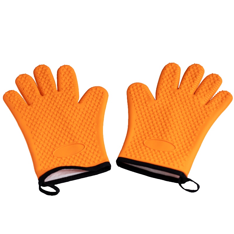 拾画 防烫硅胶手套 微波炉烤箱耐高温厨房防热五指加棉隔热手套 2只装SH-6365