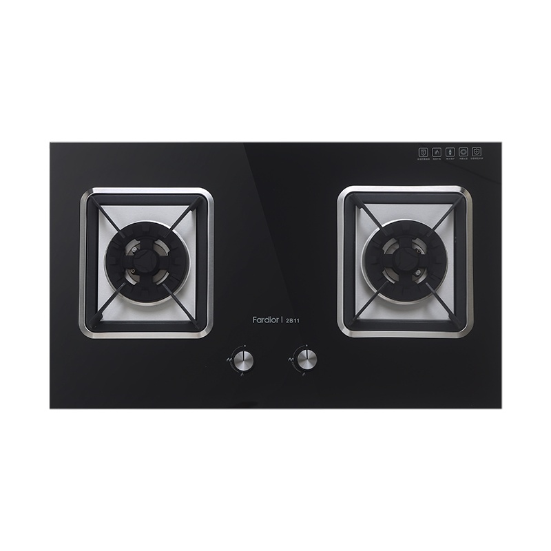 Fardior/法迪欧燃气灶JZY-2B11 黑金防爆钢化玻璃面板 台嵌两用 液化气 灶具 家用燃气灶