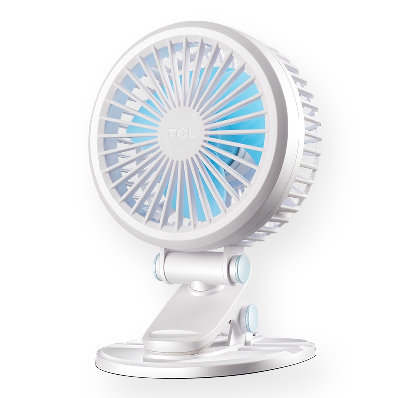 TCL风扇迷你床上桌面静音学生宿舍寝室台式夹扇办公室USB小电风扇 TFZ--U1(白)适配器+延长线