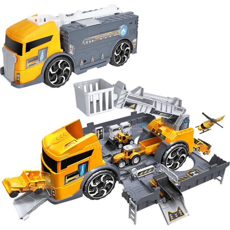 勾勾手(GOUGOUSHOU)儿童玩具男孩3-6岁玩具车轨道变形停车场拼装工程车 变形工程车-黄色