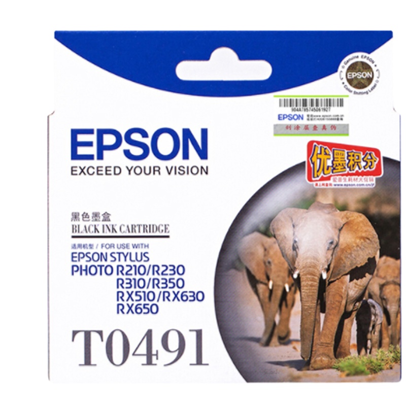 爱普生(EPSON)T0491黑色墨盒R210/R230/310/RX510/650 T0491黑色墨盒