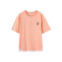 A21夏季新款2020男装 刺绣宽松T恤男士短袖假两件衣服潮男ins上衣