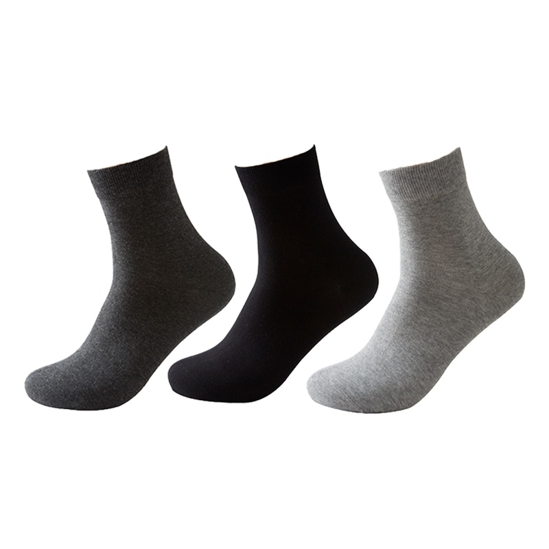 苏宁极物 3双装男士抗菌长绒棉商务袜子中筒袜棉袜透气