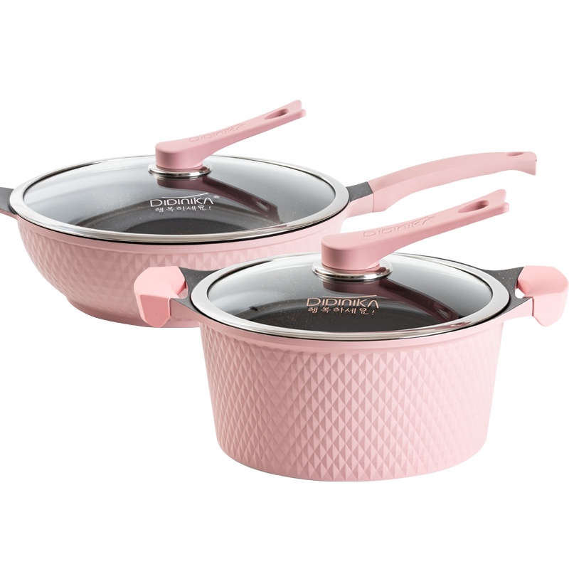 迪迪尼卡(Didinika)锅具套装2件套麦饭石炒锅不粘锅平底锅煎锅家用厨房组合套装