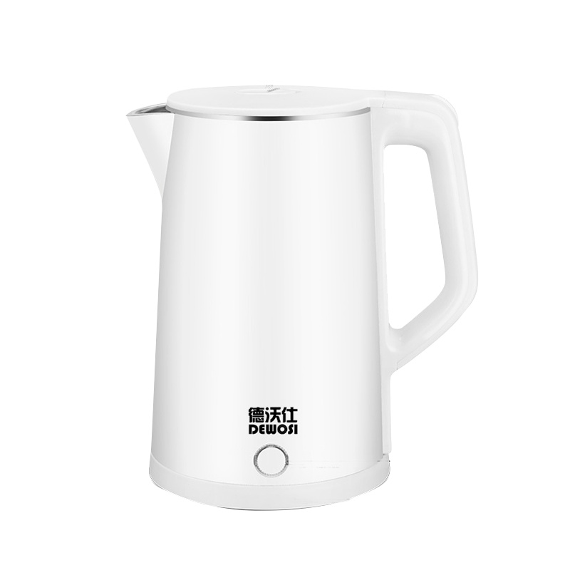 德沃仕 食品级不锈钢电热水壶 双层防烫电水壶2.0L大容量