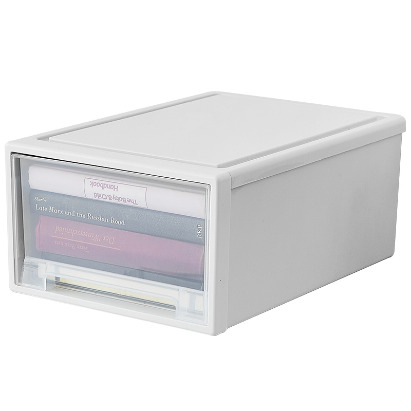 JEKO&JEKO 桌面收纳盒透明塑料夹缝收纳小号一只装文具凭证储物柜子整理收纳箱抽屉式 SWB-5487