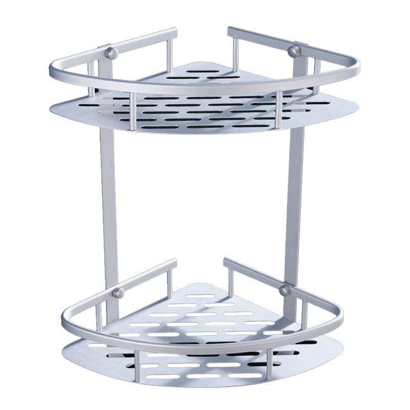 闪电客太空铝三层三角架三角形浴室置物架卫生间置物架打孔安装铝合金