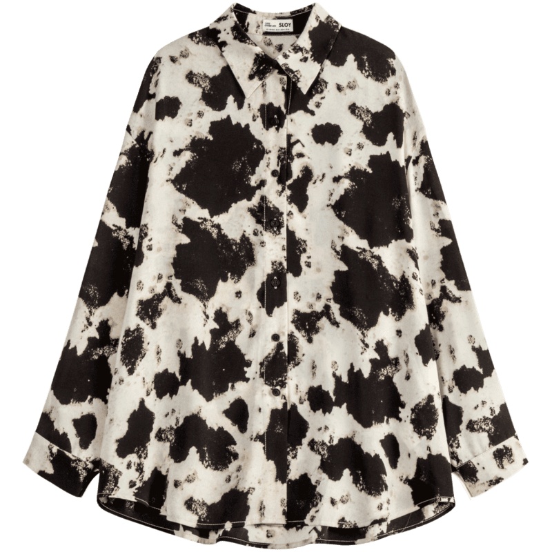 OtherMix印花衬衣女复古港味2021春新款长袖衬衫打底上衣初春叠穿