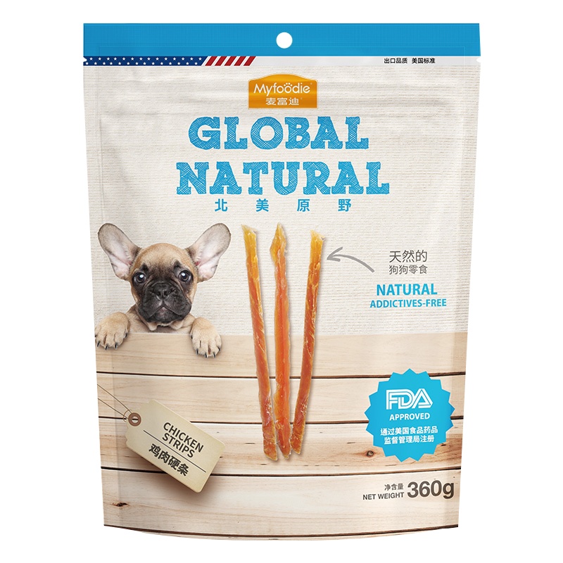 麦富迪狗零食鸡肉条360g 鸡肉丝鸡肉干鸡胸肉训练奖励宠物零食