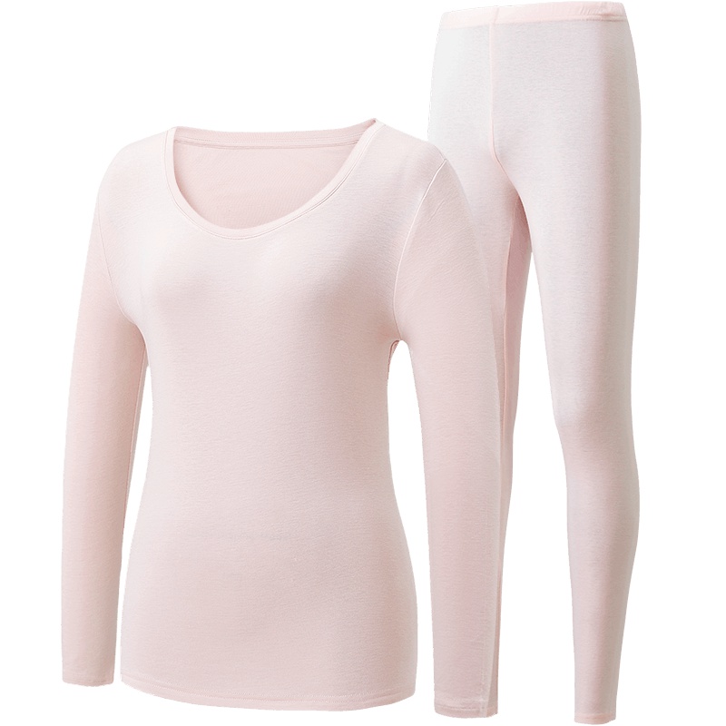 HLA海澜之家大豆蛋白健康女士内衣套装秋冬物理棉毛衫HUTAJ3R029A