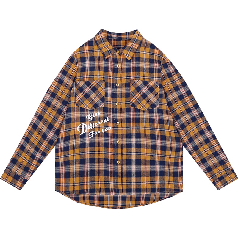 格子衬衫女红同款2019早秋新款韩版学生宽松中长款长袖衬衣外套