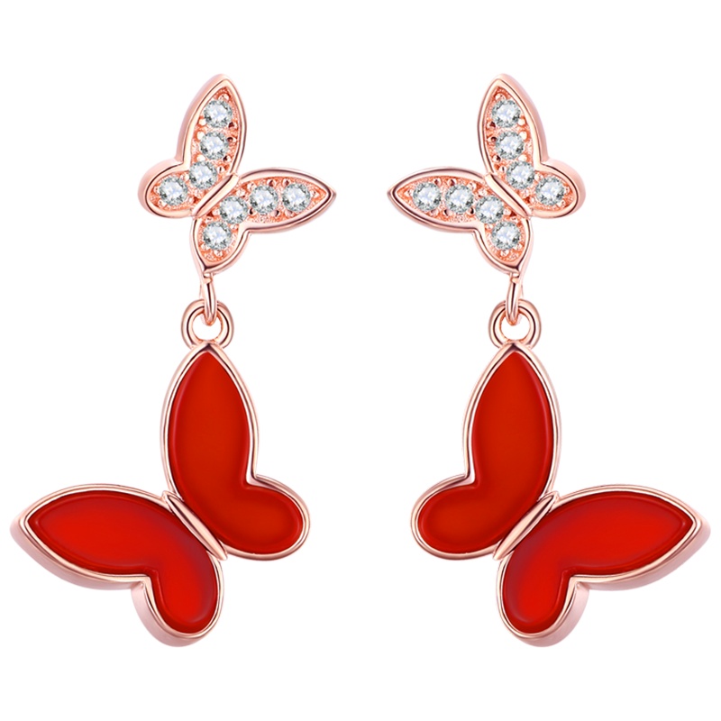 佰色传情蝴蝶耳钉女纯银2020年新款潮冷淡风显脸小高级感耳环