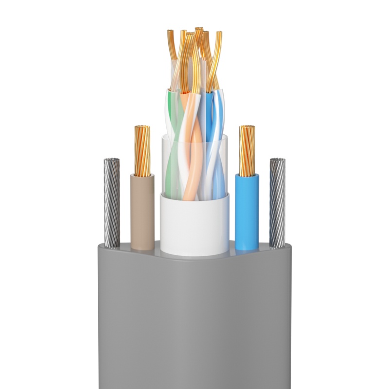 千天(QANTOP)电梯监控网线带电源一体线8*0.58+RVV2*1.0 六类千兆网络线八芯无氧铜 随行线双钢丝