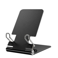 火豹懒人手机支架桌面支架五金迷你支架金属夹子平板电脑pd座支撑驾IPd创意简约便携小 [哑光黑]五金迷你支架★★手手机座