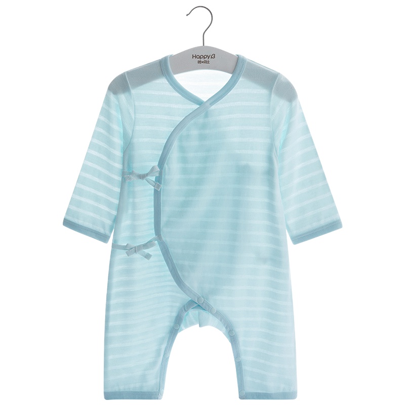哈贝比（happyB）婴儿连体新生儿衣服夏装季男女宝宝空调服轻薄绑带和尚哈衣