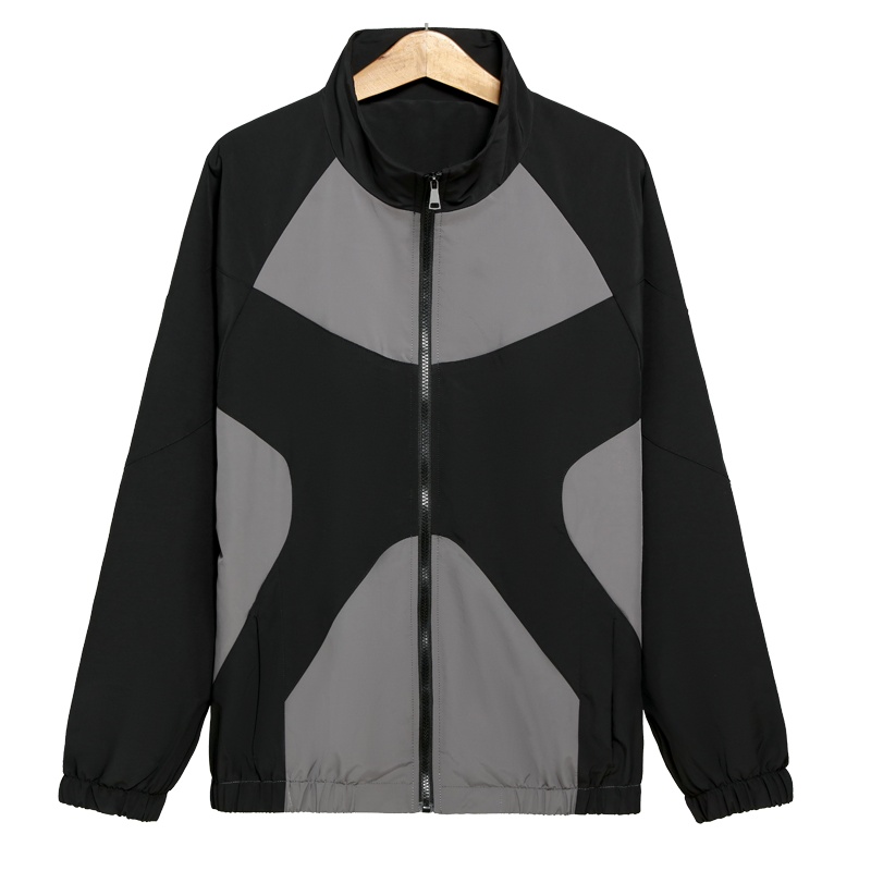 Manloric2022春季新款拼色夹克男士帅气韩版潮牌运动立领潮流简约百搭外套 85221