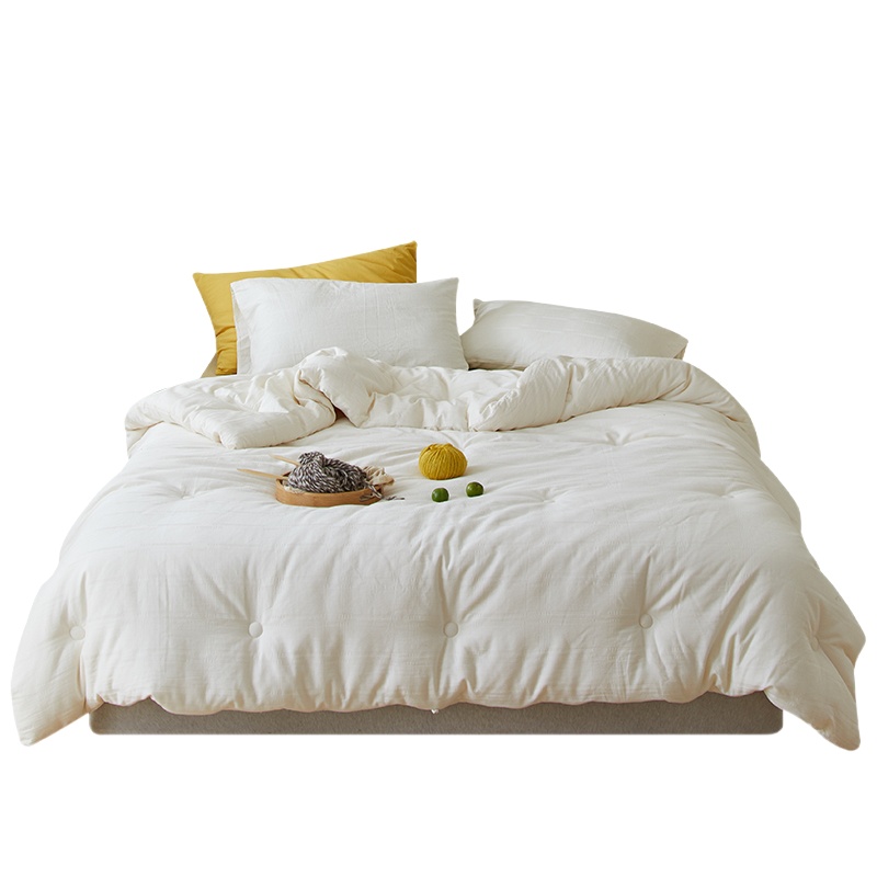 北极绒全棉本色提花大豆纤维被秋冬保暖被芯褥子2.0米双人被子