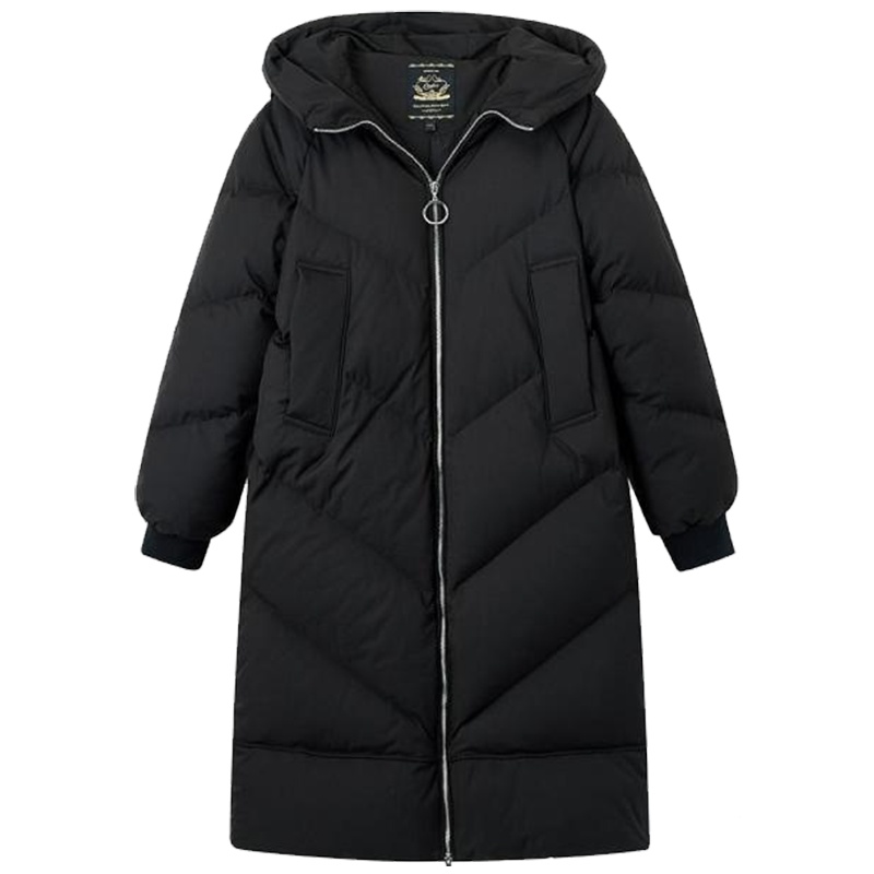 拉夏贝尔羽绒服女中长款冬季新款韩版宽松连帽保暖外套30084053