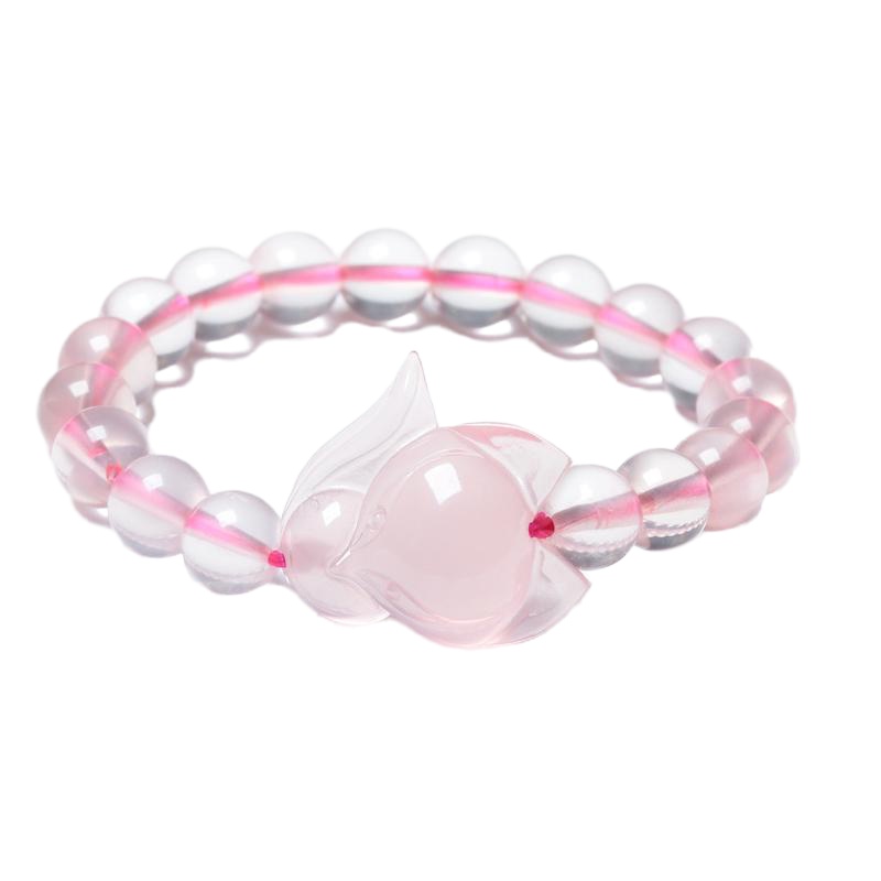 帛兰梓韵 粉水晶手链时尚女款手串狐狸手饰品粉晶石桃花手链